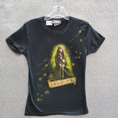 Camiseta DE COLECCIÓN Pirata del Caribe Niños Mediana Negra Y2K Pecho Hombre Muerto Foto 1 de 4