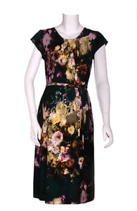 Fragile Maternity Pleated Dress - green print maternity dress - M / L / XL - Picture 1 of 5