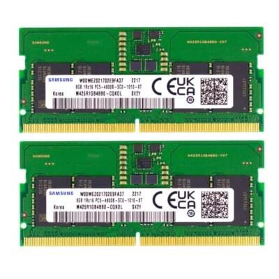 New Samsung 16GB 2X8GB DDR5 4800MHz PC5-38400 SODIMM Memory Ram M425R1GB4BB0-CQK - Image 1 of 4