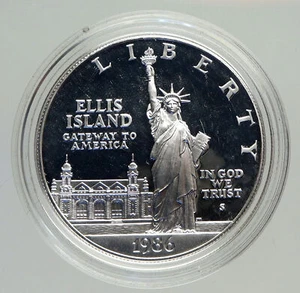 1986S UNITED STATES Ellis Island Statue of Liberty NY Proof Silver $ Coin i94189 - Picture 1 of 3