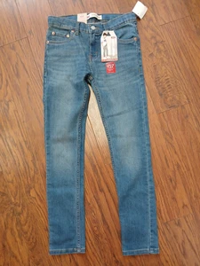 Jeans Levis ragazzo giovane skinny taper elasticizzato blu denim taglia 12 reg 26x27 nuovo con etichette - Foto 1 di 5