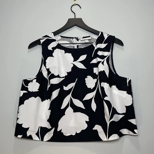 KATE SPADE Target Women's Rose Cropped Tank Top Black White 100% Cotton Size Med - Picture 1 of 6