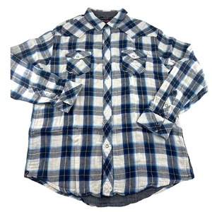 Tony Hawk Shirt Mens Extra Large Blue Black Gray Plaid 100% Cotton Button Casual - Picture 1 of 8
