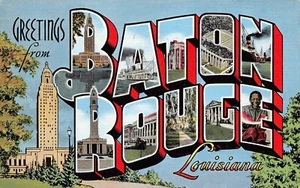 1942 Baton Rouge Louisiana LA Greetings From Large Letter Linen 27732N Postcard - Picture 1 of 2