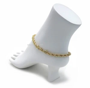5mm TWIST ROPE CHAIN ANKLET ANKLE BRACELET 14K ITALY GOLD PLATED - Picture 1 of 6