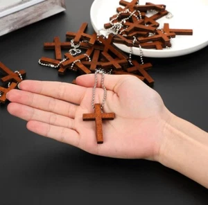 Wood Cross Charm, Wooden Cross Pendant Hanging Ornament, Craft, Necklace, Rosary - Picture 1 of 4