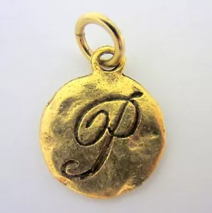 Beaucoup Designs Monogram Charm Script Letter P NEW Gold Finish - Picture 1 of 2