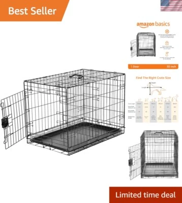 Portable 30-Inch Dog Crate with Single Door and Divider – Ideal for Small Dogs - Image 1 of 4