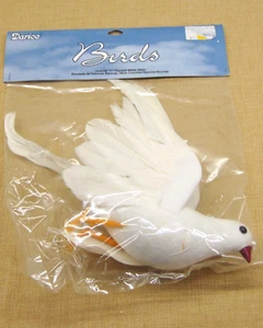 Artificial 10" Flocked White Feather Dove for Crafting Christmas Weddings New - Picture 1 of 2