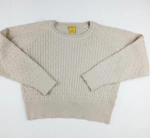 DAISY Top Cable Knit Pullover Light Weight Size Med Crop Top Beige Long Sleeves - Picture 1 of 6