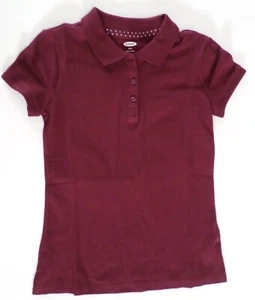 Old Navy Girls School Uniform Polo Shirt Short Slv Cotton/Spandex Wine Med (8) - Picture 1 of 5