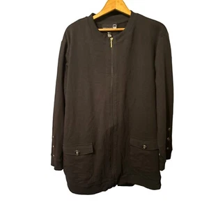 Anthony Original schwarze Damenjacke Baumwolle Reißverschluss vorne 3X Taschen neu mit Etikett Plus USA - Bild 1 von 12