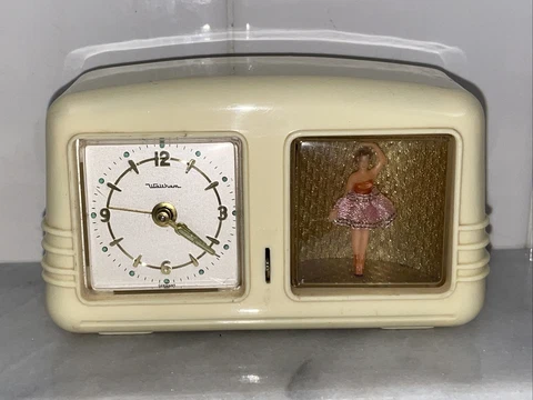 Vintage Waltham Ballerina Musical Alarm Clock, Cream Bakelite, Made In Germany Cover