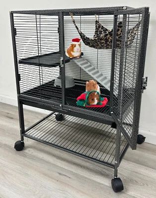MCAGE 2-Tiers 1/2-inch Bar Ferret Chinchilla Guinea Pig Rat Mice Hammock Critter Cage