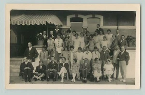 POSTCARD Group people, Hotel or holiday camp? RPPC - Picture 1 of 2