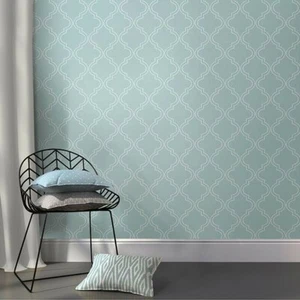 Wallpops wallpaper peel-n-stick removable NIB (2 avail) Quatrefoil Slate Blue - Picture 1 of 7