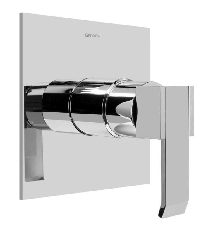 Graff - Placa de ajuste Qubic SOLID con mango arquitectónico negro con detalles cromados Foto 1 de 1