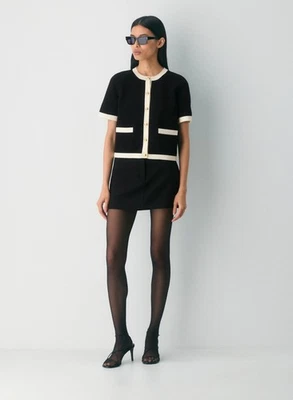 Babaton ARITZIA Approach Knit Cardigan in Black/Light Birch Size SMALL - Image 1 of 4