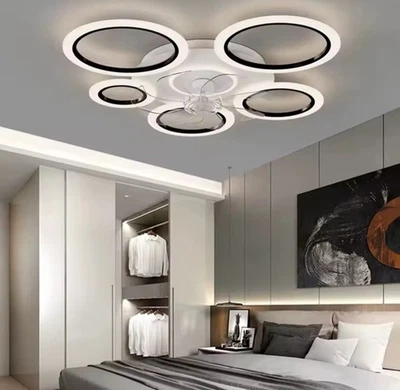 LAMPADARIO VENTILATORE LED DIMMERABILE APP MODERNO PLAFONIERA A SOFFITTO DESIGN  - Immagine 1 di 4