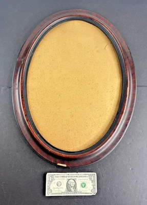 Antiguo marco de madera ovalado a rayas de tigre colgante de pared retrato SIN VIDRIO Foto 1 de 4