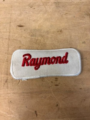Vtg 70s RAYMOND Sew On Embroidered Clothing  Uniform Name Patch RED & WHITE - Image 1 of 3