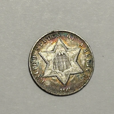 1861 THREE CENT SILVER  XF-AU - Image 1 of 2