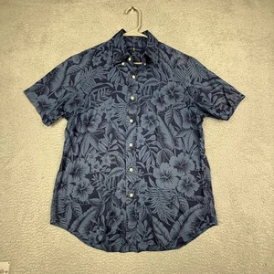 Ralph Lauren Men's Blue Floral Classic Fit Short Sleeve Button Up Shirt Size M - Picture 1 of 9