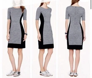 J. Crew Womens Black Gray Color Block Sheath Midi Dress 12 Classic Casual Work - Picture 1 of 18
