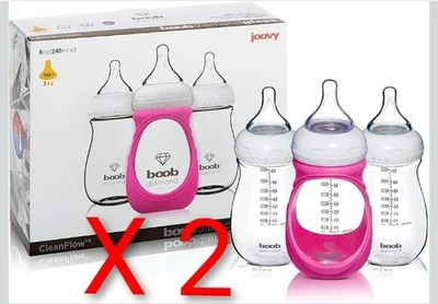 Biberones JOOVY Boob Diamond 8 onzas 6 piezas rosa paquete de 2 X 3 nuevos Foto 1 de 4