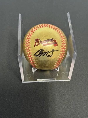 Chipper Jones Autographed Baseball Gold Braves Fana COA Beckett - Image 1 of 2