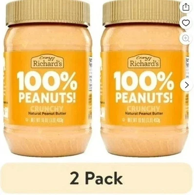(2 PACK) Crazy Richard's Cruncy Peanut Butter 16oz Foto 1 de 4