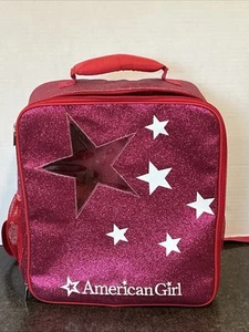 American Girl Backpack Carrier Red Berry Pink Glitter & Star Window 15x12"🔥 - Picture 1 of 14