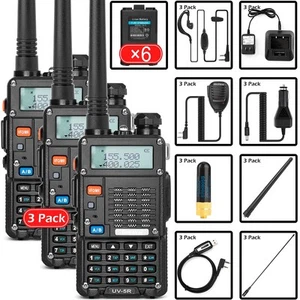 3 Pack Ham Radio Handheld (UV-5R) Long Range UHF VHF Dual Band 2-Way Radio wi... - Zdjęcie 1 z 7