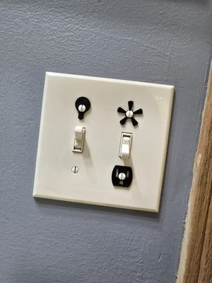 interruptor de luz etiqueta ícone decalque interruptor tomada ventilador decoração para casa pacote com 6 2 de cada - Imagem 1 de 2