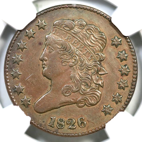 1826 C-2 R-3+ NGC XF Details Classic Head Half Cent Coin 1/2c Cover
