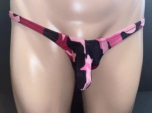 Dore Tambre Beanchndancewear Low Cut Pouch Thong Bikini Pink Camo - Picture 1 of 3