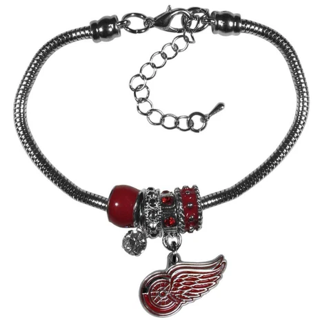 Detroit Red Wings Euro Bead Style Bracelet [NEW] NHL Wrist Jewelry Necklace Cover