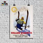 Poster Vintage Valle D'Aosta Courmayeur Ayas Stack F.Romoli 1950 Skijacke Berg