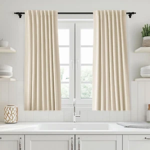 Linen Beige Blackout Curtains for Bedroom 2 Panels Set Living Room Curtain 54 In - Picture 1 of 7