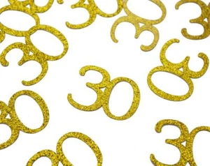 Happy 30th Birthday Confetti 100 Pcs Glitter Gold Number 30 Table Confetti fo... - Picture 1 of 4