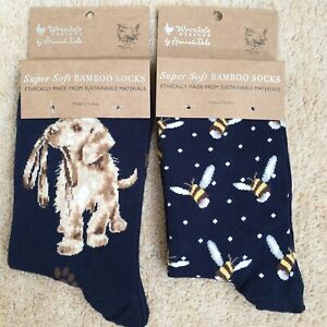 2 Pairs of Wrendale Design Super-Soft Bamboo Socks  "NEW"