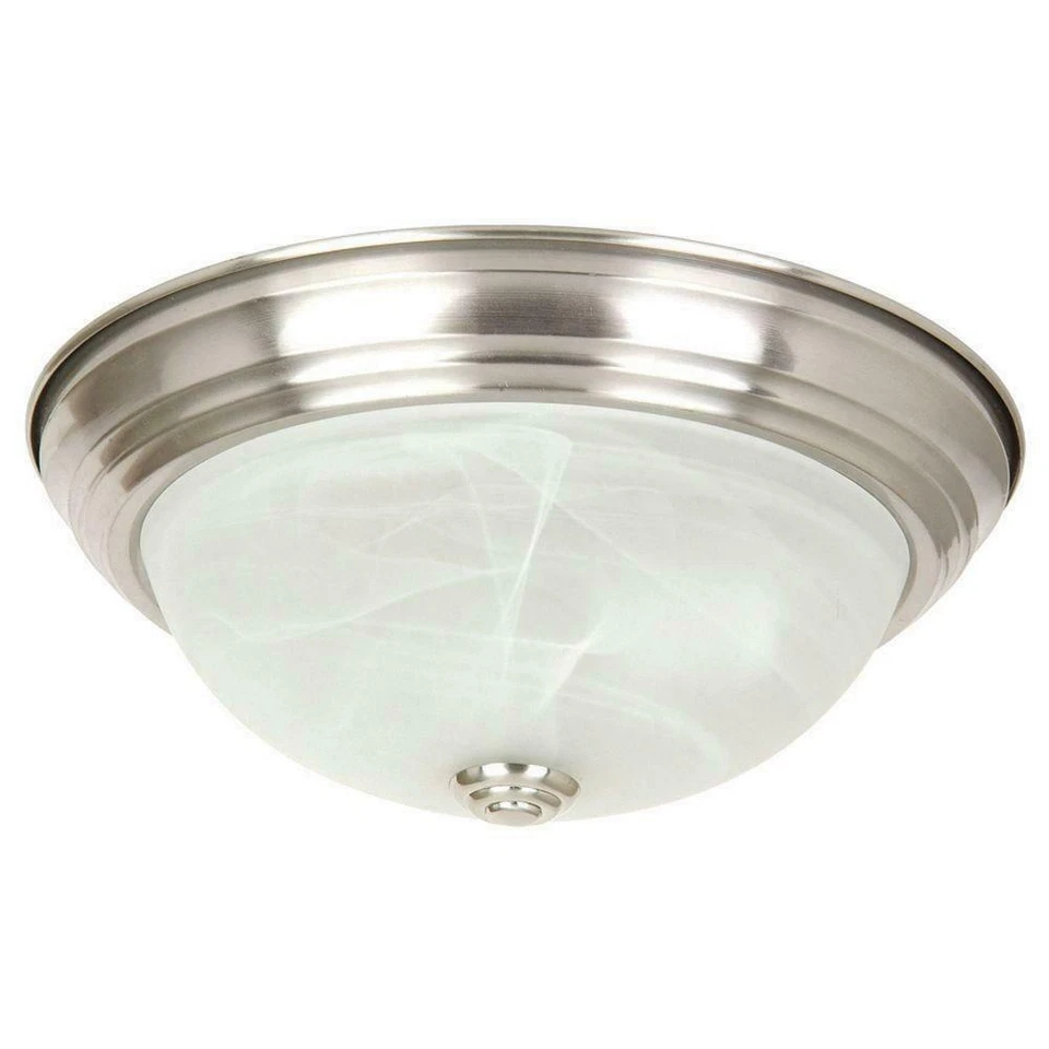 Yosemite Home Decor Belen 2Light Satin Nickel Flush Mount w/White Marble Glass - Image 1 of 1
