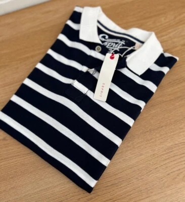 Esprit Polo Shirt Striped Nautical Holiday Navy Blue White Size XL Extra Large - Image 1 of 4