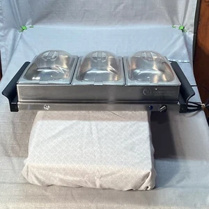 Sensio MS-638A Portable 3 Section Party Buffet Food Warmer With Pans Lids - Picture 1 of 10
