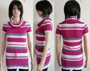 Damen Rollkragenpullover kurzarm mehrfarbig gestreift 100% Acrylic Gr.36/38 - Bild 1 von 5