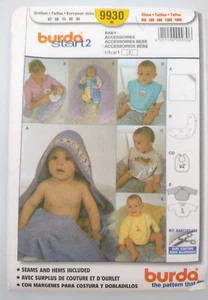 Burda Start2 SEWING Pattern #9930 BABY Accessories Bib Top Blanket/Bath Towel - Picture 1 of 3