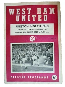 1959 West Ham United V Preston North End 31st August League Division One - Picture 1 of 2