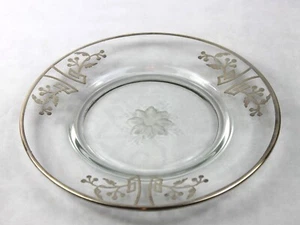 Sterling Silver Art Nouveau Overlay Floral Cut Glass Plate - Picture 1 of 7