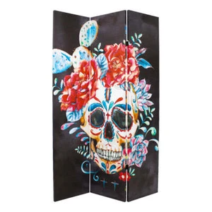 Canvas Candy Skull Room Divider Screen - Picture 1 of 4