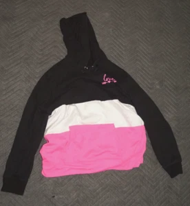 No Boundaries Women Black White Pink Pullover Hoodie Size XL 15-17 - Picture 1 of 9